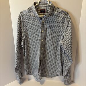 Untuckit Button Down Shirt Men’s Medium Plaid Blue Nylon Elastane